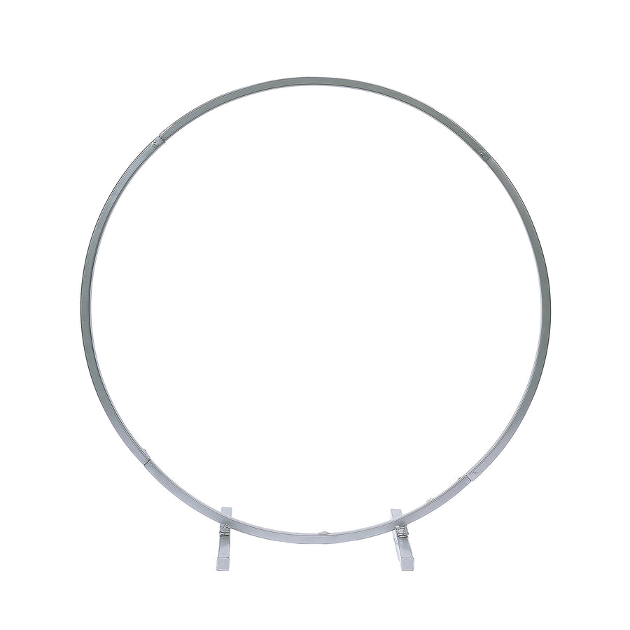 20inch Silver Round Arch Wedding Centerpiece, Metal Hoop Wreath Tabletop Decor#whtbkgd
