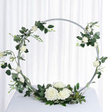 24inch Silver Round Arch Wedding Centerpiece, Metal Hoop Wreath Tabletop Decor