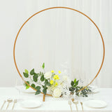 32Inch Gold Round Hoop Wedding Centerpiece, Self Standing Table Floral Wreath Frame