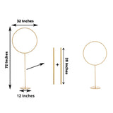 Gold Balloon Column With Hoop Flower Pillar Stand, Metal Arch Table Centerpiece - Height Adjustable