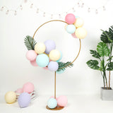 Gold Balloon Column With Hoop Flower Pillar Stand, Metal Arch Table Centerpiece - Height Adjustable