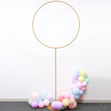 7Ft | Gold Balloon Column With Hoop Flower Pillar Stand, Metal Arch Table Centerpiece