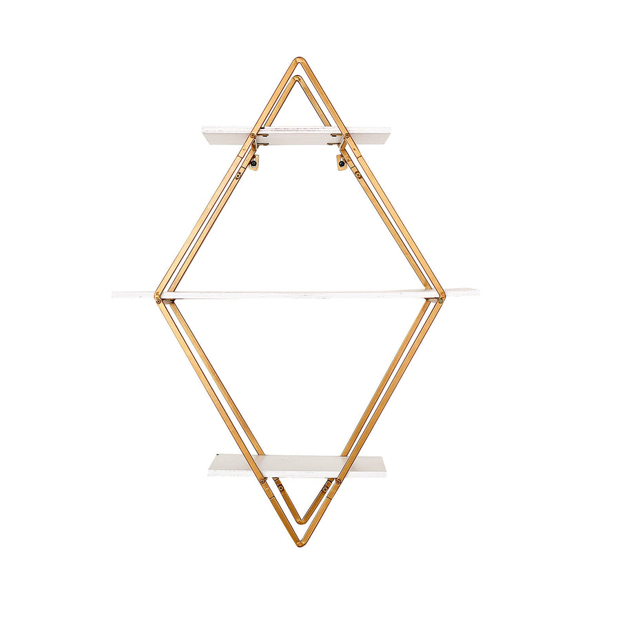 31inch Geometric Diamond Shaped 3-Tier Gold Metal Dessert Cupcake Stand Rack#whtbkgd