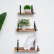 3 Pack | Wood/Metal Floating Wall Shelves Wall Mounted Shelf Set Decor
