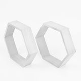 2 Pack | 9Inch Hexagon Whitewashed Wood Centerpiece, Geometric Terrarium, Honeycomb Storage Shelf#whtbkgd