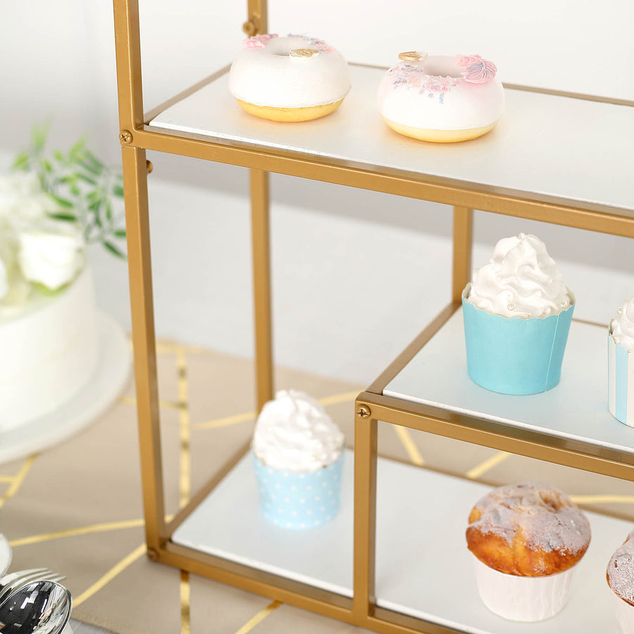 22inch Gold Metal 4-Tier Dessert Cupcake Stand, Wall Hanging Shelf Display Rack