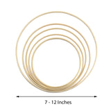 Set of 5 - Natural Wooden Rings for Crafts, Floral Hoop Wreath Wall Hanging Decor