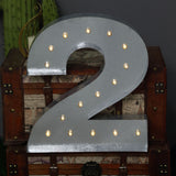 2 FT | Vintage Metal Marquee Number Lights Cordless With 16 Warm White LED - 2