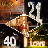 20 inches | Vintage Metal Marquee Number Lights Cordless With 16 Warm White LED