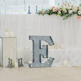 20" Vintage Galvanized Metal Marquee Letter Light Cordless With 16 Warm White LED - E