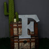 20" | Vintage Metal Marquee Letter Lights Cordless With 16 Warm White LED - F#whtbkgd