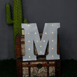 20" | Vintage Metal Marquee Letter Lights Cordless With 16 Warm White LED - M#whtbkgd