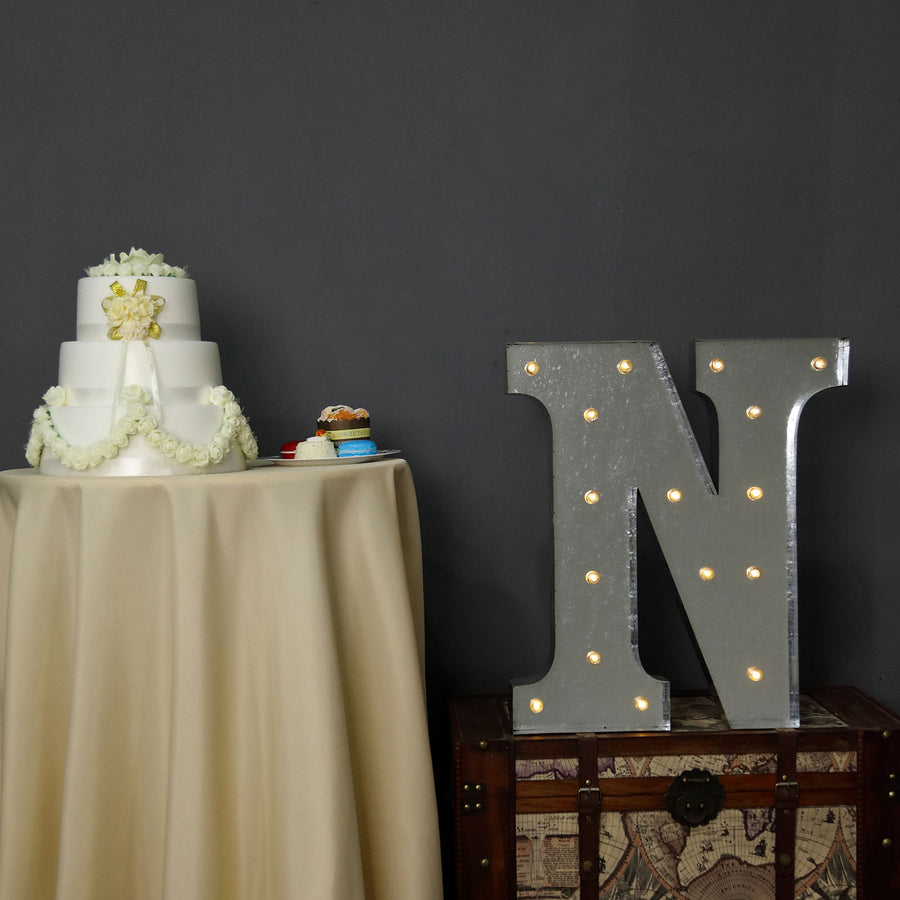 2 FT | Vintage Metal Marquee Letter Lights Cordless With 16 Warm White LED - N