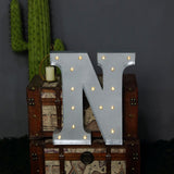 20" | Vintage Metal Marquee Letter Lights Cordless With 16 Warm White LED - N#whtbkgd
