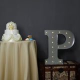 2 FT | Vintage Metal Marquee Letter Lights Cordless With 16 Warm White LED - P
