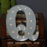 2 FT | Vintage Metal Marquee Letter Lights Cordless With 16 Warm White LED - Q