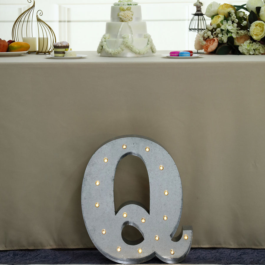 2 FT | Vintage Metal Marquee Letter Lights Cordless With 16 Warm White LED - Q