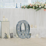 20" Vintage Galvanized Metal Marquee Letter Light Cordless With 16 Warm White LED - Q