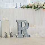 20" Vintage Galvanized Metal Marquee Letter Light Cordless With 16 Warm White LED - R