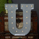 20" | Vintage Metal Marquee Letter Lights Cordless With 16 Warm White LED - U