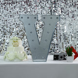 2 FT | Vintage Metal Marquee Letter Lights Cordless With 16 Warm White LED - V