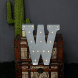20" | Vintage Metal Marquee Letter Lights Cordless With 16 Warm White LED - W#whtbkgd