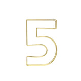 8" Tall | Gold Wedding Table Numbers | Freestanding 3D Decorative Metal Wire Numbers | 5#whtbkgd
