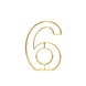 8" Tall | Gold Wedding Table Numbers | Freestanding 3D Decorative Metal Wire Numbers | 6#whtbkgd