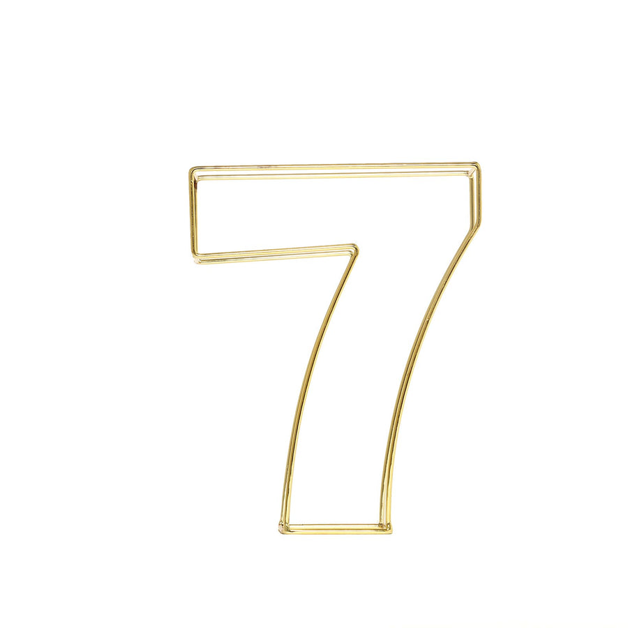 8" Tall | Gold Wedding Table Numbers | Freestanding 3D Decorative Metal Wire Numbers | 7#whtbkgd