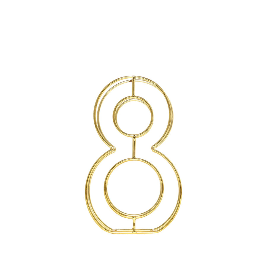8" Tall | Gold Wedding Table Numbers | Freestanding 3D Decorative Metal Wire Numbers | 8#whtbkgd