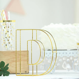 Add a Touch of Elegance with the 8" Tall Gold Freestanding 3D Decorative Wire Letter