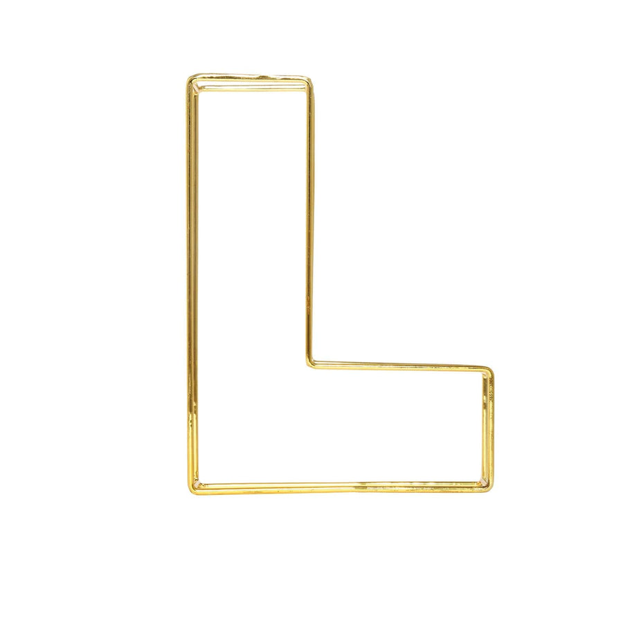 8" Tall | Gold Wedding Centerpiece | Freestanding 3D Decorative Wire Letter | L#whtbkgd