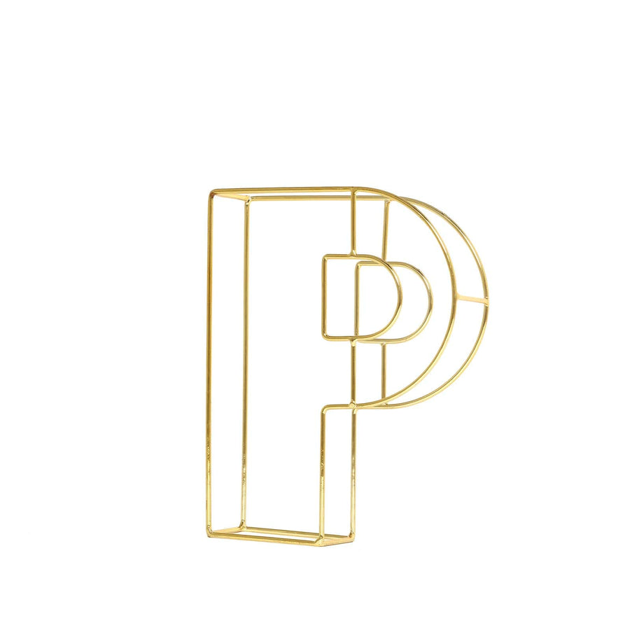8" Tall | Gold Wedding Centerpiece | Freestanding 3D Decorative Wire Letter | P