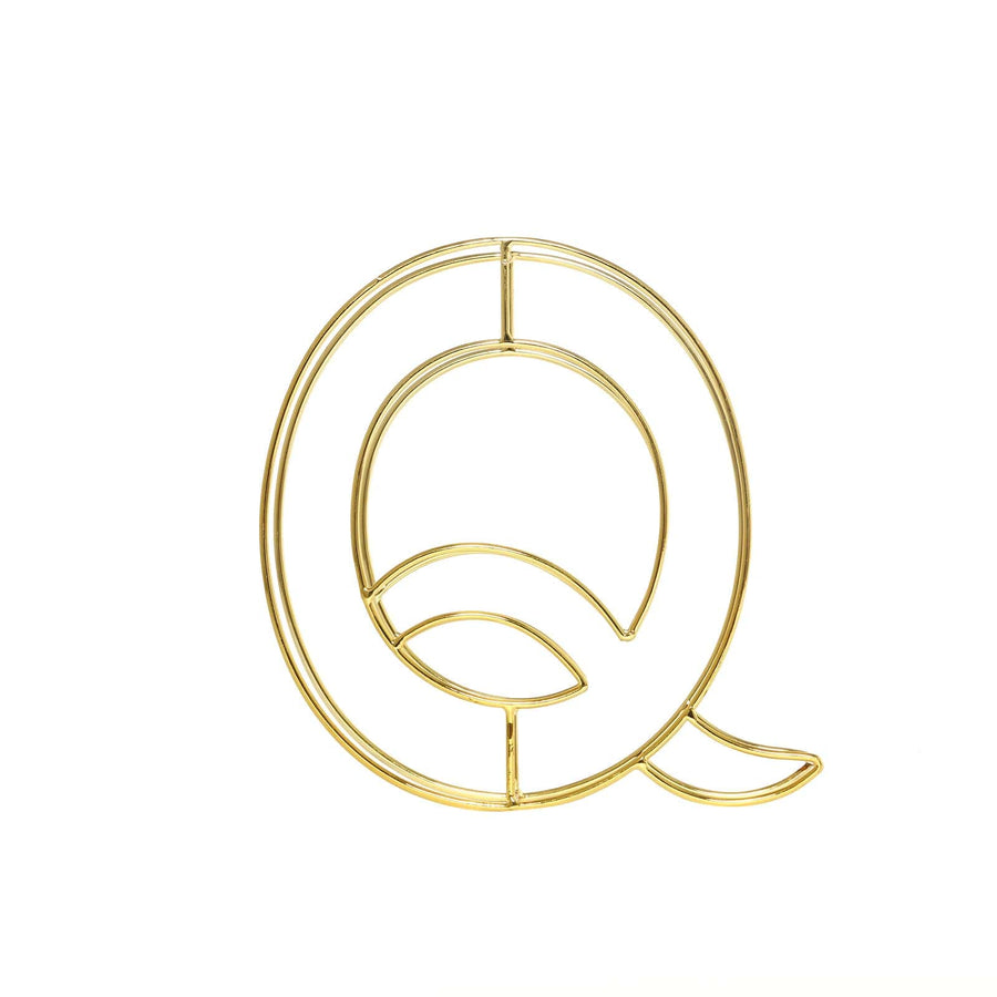 8" Tall | Gold Wedding Centerpiece | Freestanding 3D Decorative Wire Letter | Q#whtbkgd