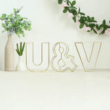 8" Tall | Gold Wedding Centerpiece | Freestanding 3D Decorative Wire Letter | U