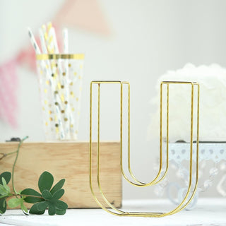 Add Elegance to Your Event with the 8" Tall Gold Freestanding 3D Decorative Wire Letter