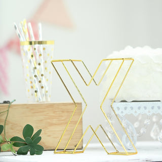 Elegant Gold Freestanding 3D Decorative Wire Letter X