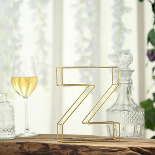 The Perfect Gold Centerpiece for Any Occasion - 8" Tall Gold Freestanding 3D Decorative Wire Letter - Z