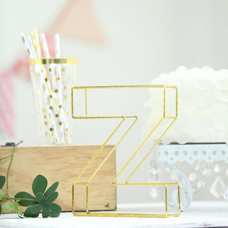 Add Elegance to Your Space with the 8" Tall Gold Freestanding 3D Decorative Wire Letter - Z