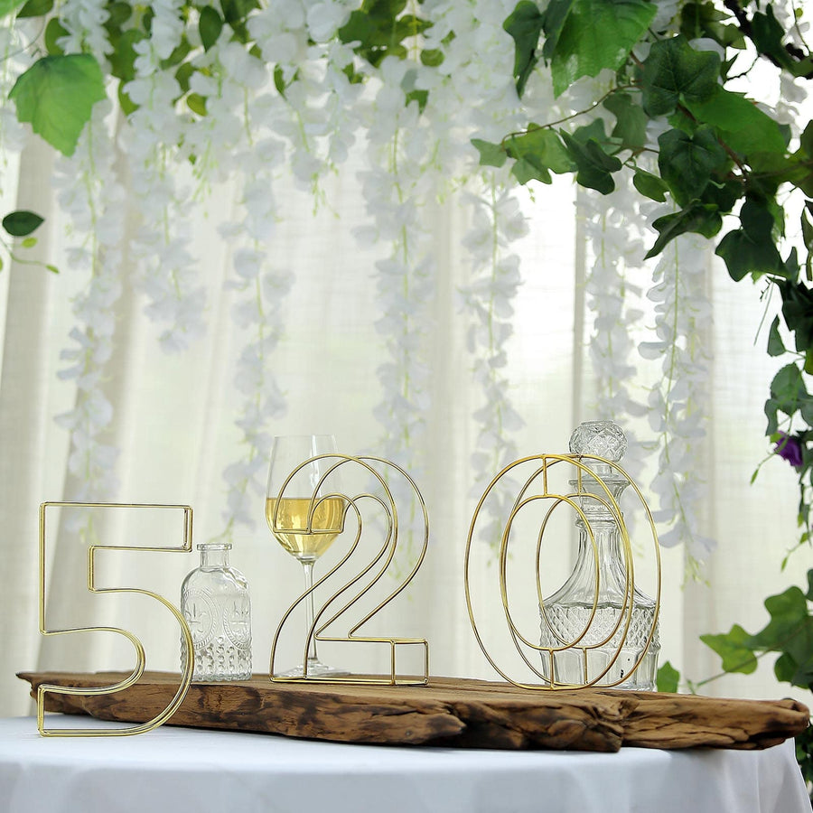 8" Tall | Gold Wedding Centerpiece | Freestanding 3D Decorative Wire Letter | U