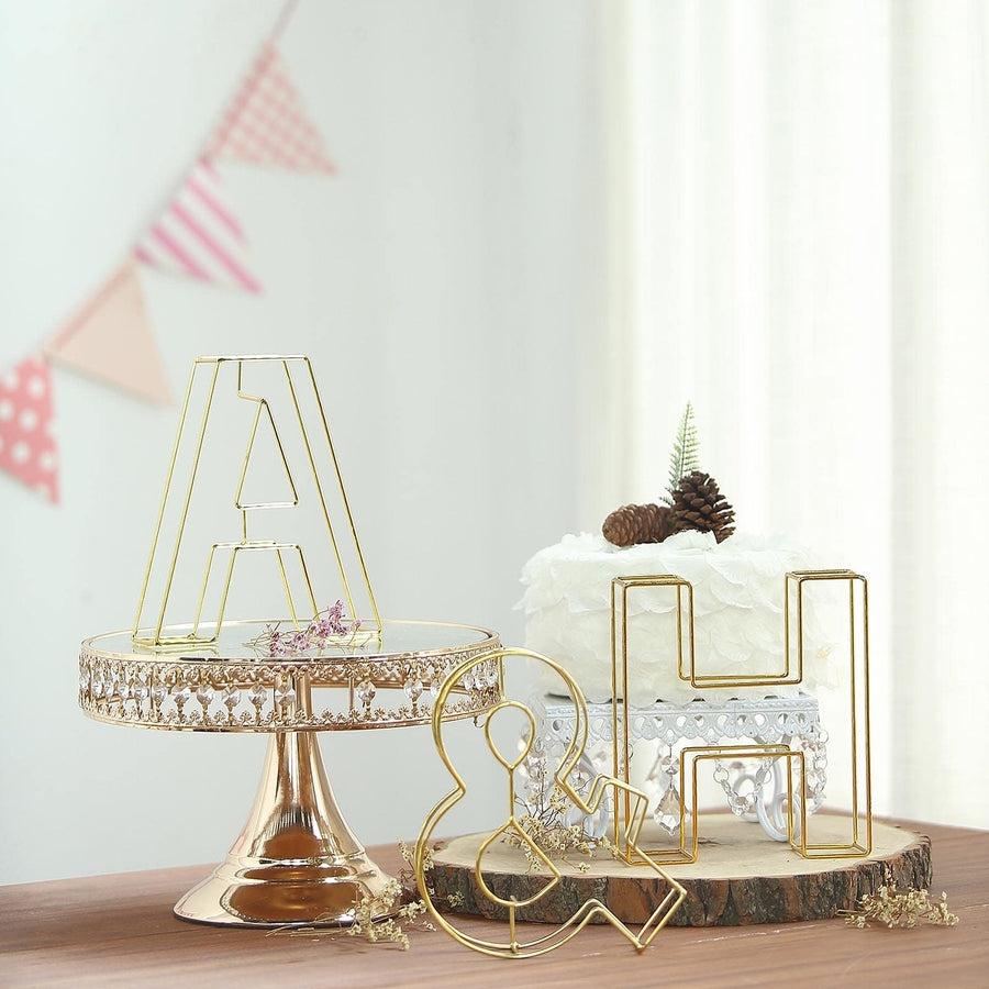 8" Tall | Gold Wedding Centerpiece | Freestanding 3D Decorative Wire Letter | L