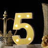 6" Gold 3D Marquee Numbers | Warm White 6 LED Light Up Numbers | 5#whtbkgd
