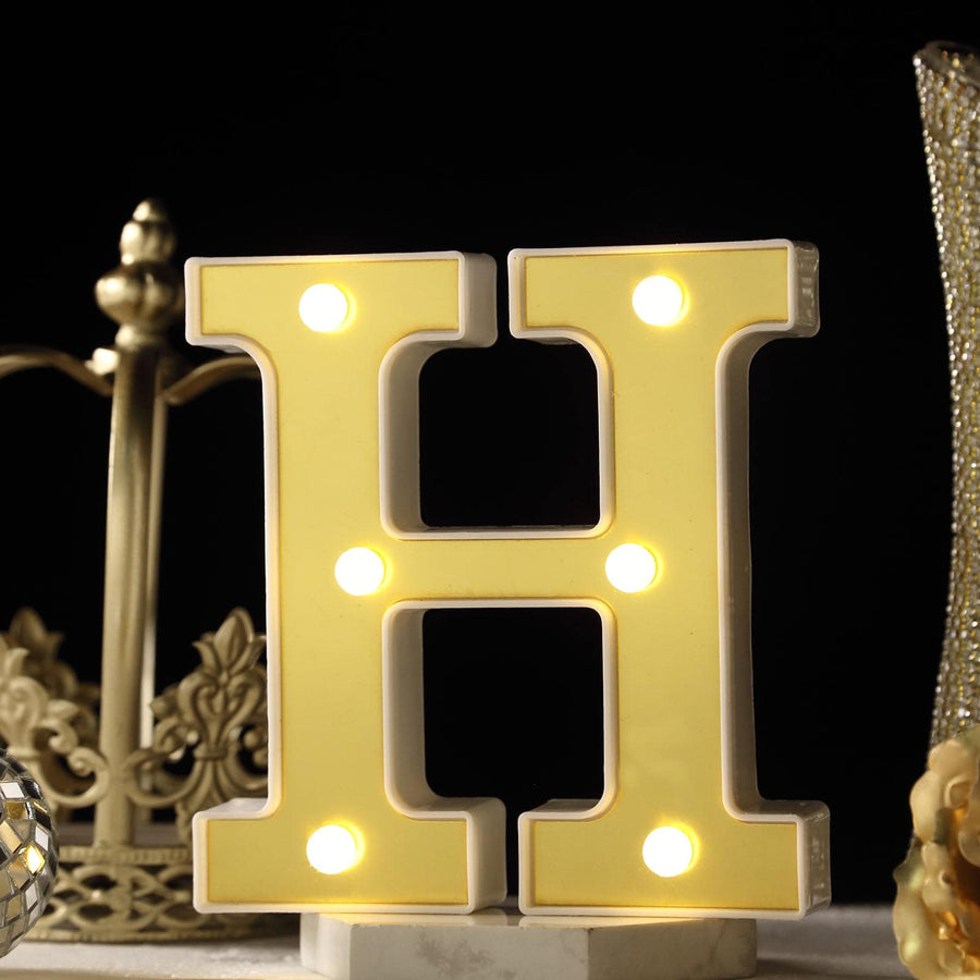 6 Gold 3D Marquee Letters | Warm White 6 LED Light Up Letters | H#whtbkgd
