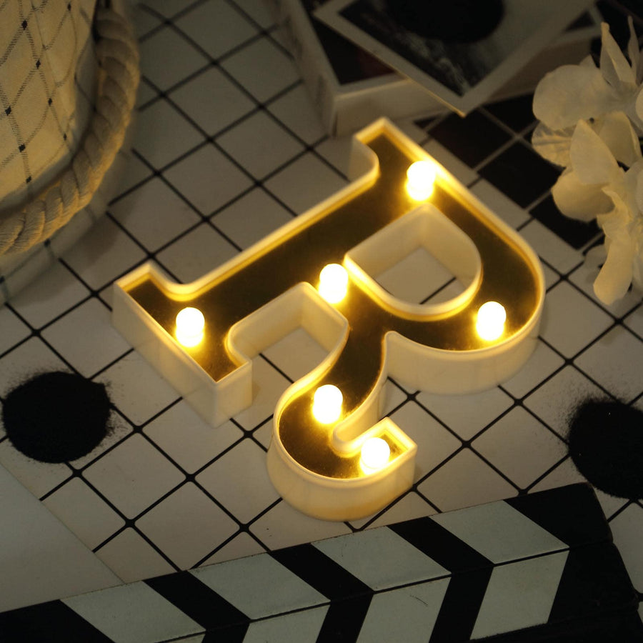 6" Gold 3D Marquee Letters | Warm White 6 LED Light Up Letters | R