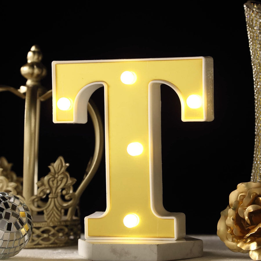 6" Gold 3D Marquee Letters | Warm White 5 LED Light Up Letters | T#whtbkgd