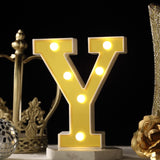 6 Gold 3D Marquee Letters | Warm White 6 LED Light Up Letters | Y#whtbkgd