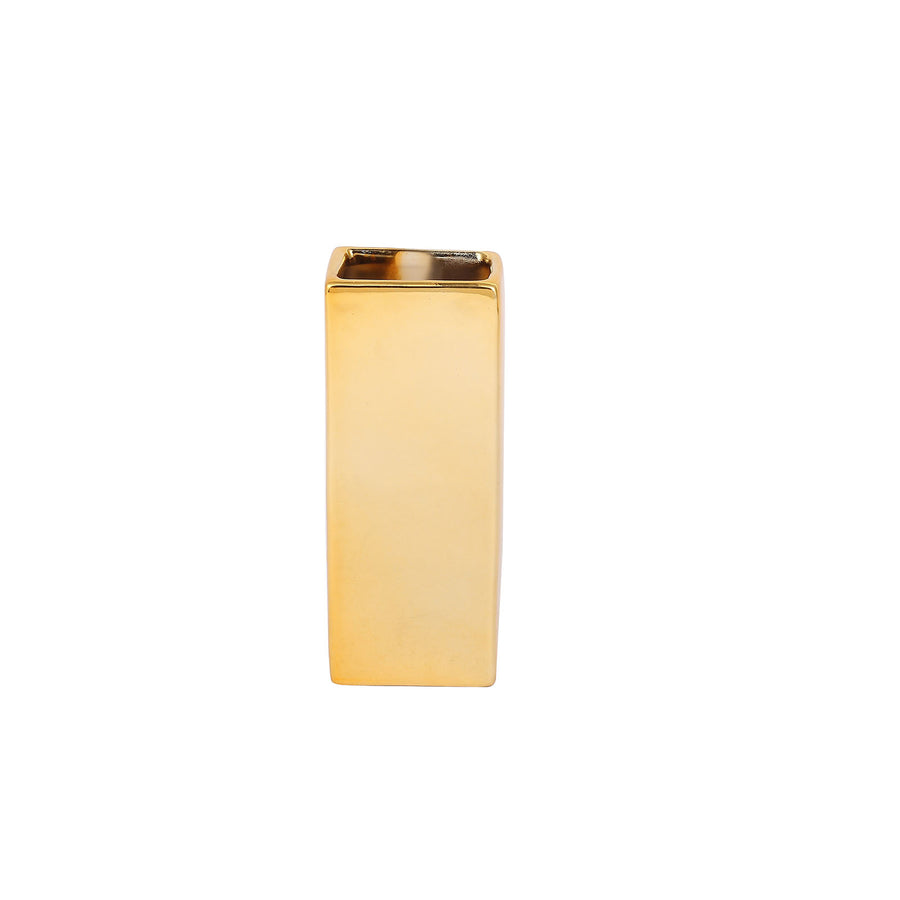 6inch Shiny Gold Plated Ceramic Letter "I" Sculpture Bud Vase, Flower Planter Pot Table #whtbkgd
