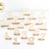 20 Pack | 6inch Natural Wooden 1-20 Wedding Table Numbers Set With Holder Base
