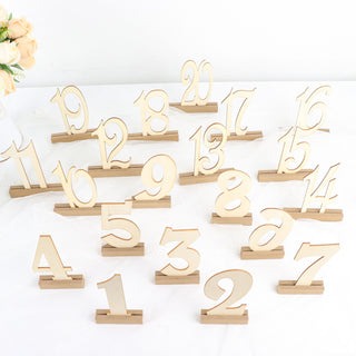 Add a Touch of Elegance to Your Wedding with 20 Pack Natural Wooden 1-20 Wedding Table Numbers Set