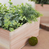 2 Pack | Tan Rectangular Wood Planter Box Set, Plant Holder With Removable Plastic Liners - 10x5inch